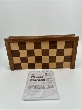 Classic Wooden Folding Chess Board - Natural Brown